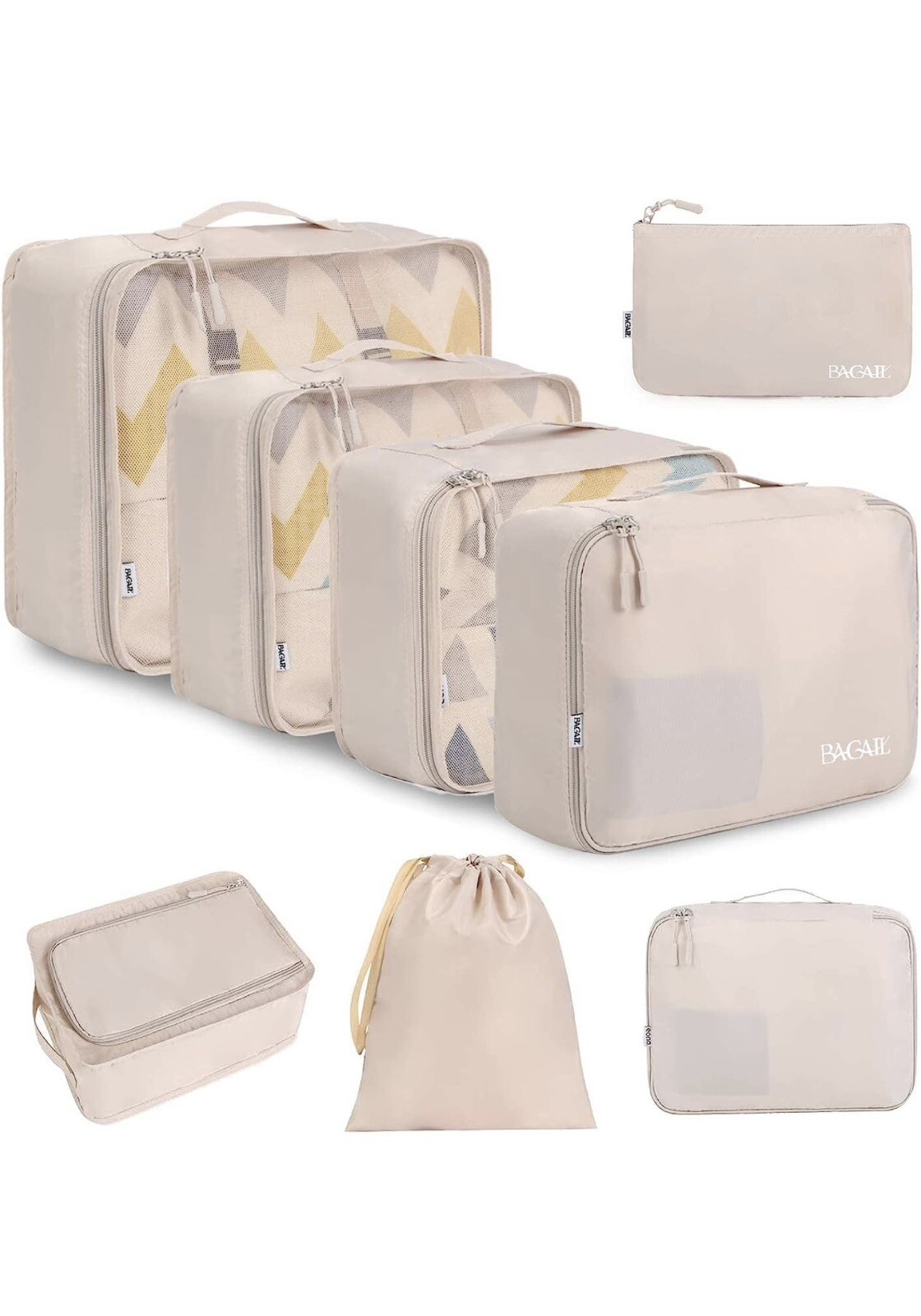 8-Piece Cream Packing Cubes for Travel Organizers and Accessories-image