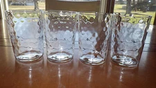 Clear Textured Glass Juice Glasses 4 10 ounce flat bottom glasses ca 1969