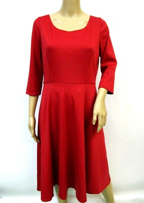 fit and flare midi dress with 3 4 sleeves Hourglass 3/4 Sleeve fit & Flare Dress main image 0