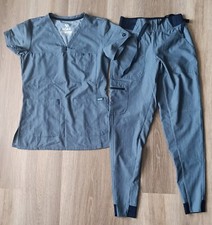 ADAR PRO Movement Booster Scrub Set Women Sweetheart Yoga Jogger Pants Grey XXS