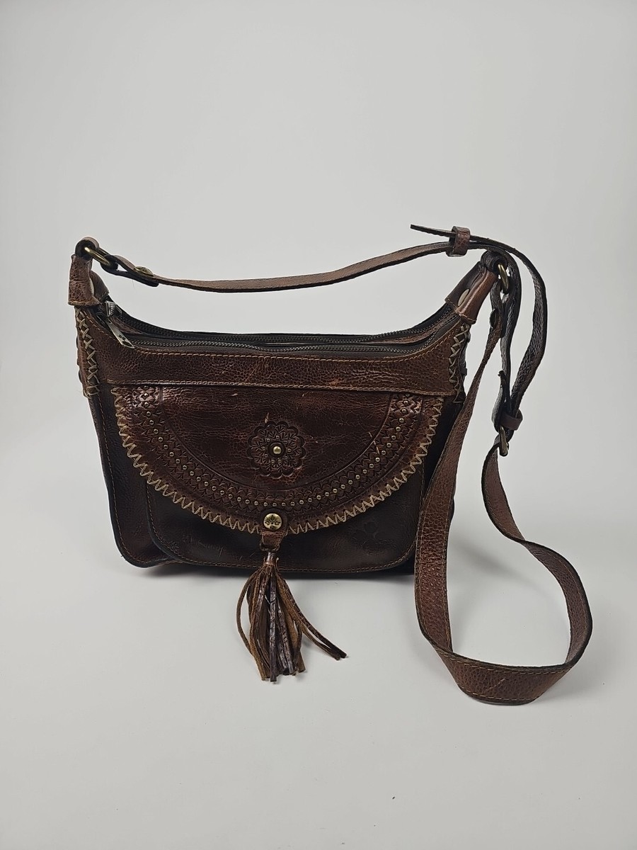 Vintage Patricia Nash Camila Hobo Brown Distressed Leather Crossbody Purse