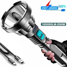 Super Bright 12000000LM Torch USB Rechargeable Flashlight LED Lights Waterproof