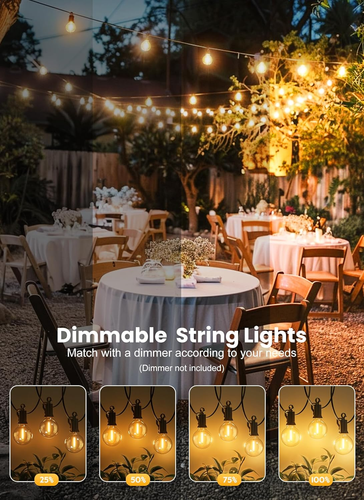 Outdoor String Lights - Connectable Dimmable LED Patio String Lights with G40 Gl - Picture 4 of 12