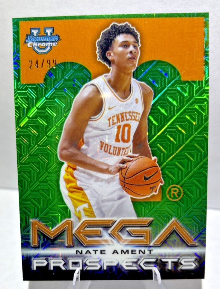 2025-26 Bowman Chrome Nate Ament Mega Prospects Green Mojo Refractor 18/99