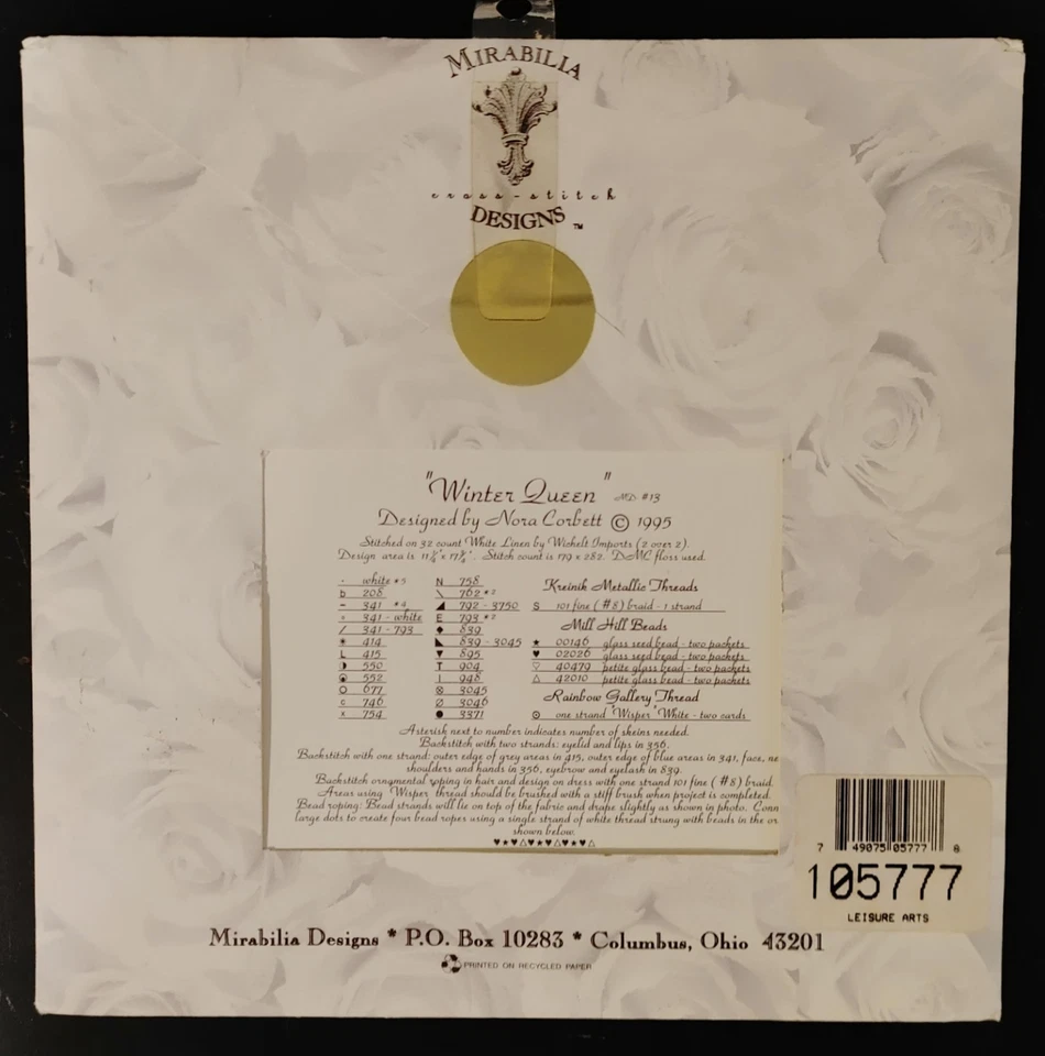 OOP NEW Mirabilia WINTER QUEEN Cross Stitch Chart MD13 SEALED - Image 2 of 2