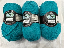 3 SKEINS OF Teal DARK HORSE FANTASY YARN Vintage