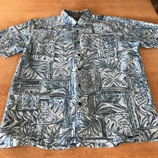 Quicksilver Waterman Collection Hawaiian Shirt Men XXL Blue Floral Button Up
