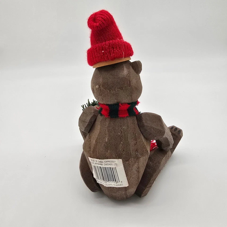 Vintage Wooden Teddy Bear Christmas Figurine Holiday Decor 1999 - Image 4 of 4