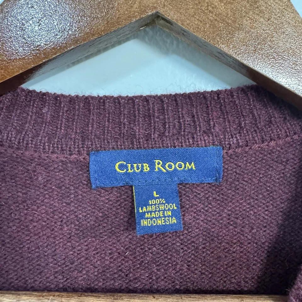 Suéter Argyle para Hombre Club Room Cuello en V - Azul Borgoña Gris Talla L Foto 4 de 4