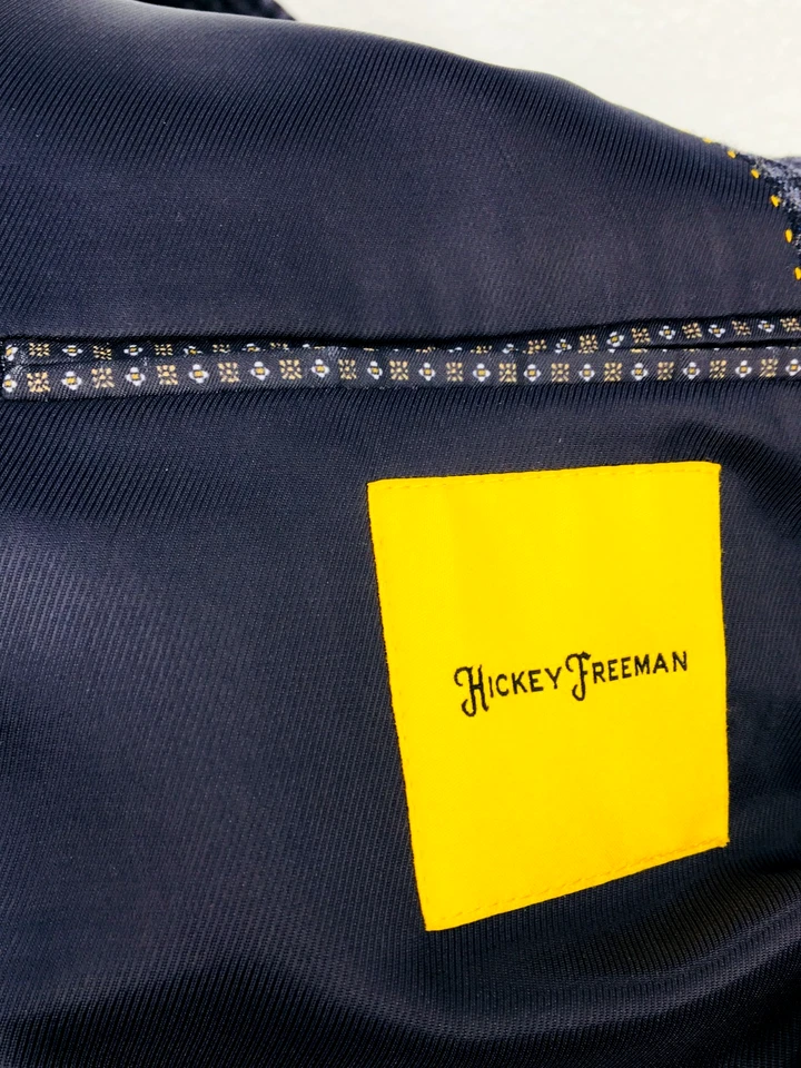 50L Hickey Freeman USA Mens Recent 2 Bttn Pure Wool Blazer Sport Coat Navy Gray - Image 2 of 4