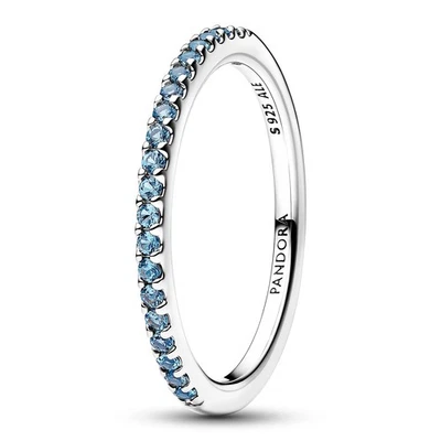 PANDORA Schmuck Damen-Ring Silber Funkelndes Blau Halber Ewigkeits-Ring 192999C0 - Bild 1 von 4
