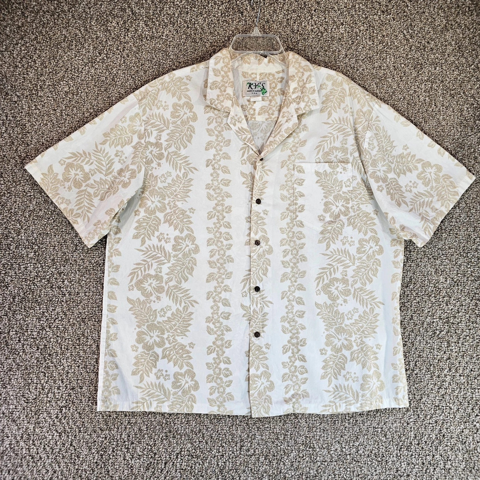 Vintage KY's Hawaiian Shirt Mens 2XL Short Sleeve Button Front Floral
