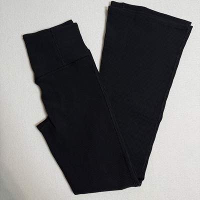 Athleta Elation Rib Flare Pants Ribbed Athletic High Rise Wide Leg Black XS
