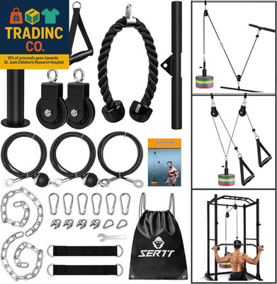 Weight Cable Pulley System Gym, Upgraded Cable Pulley Attachments for LAT Pull D