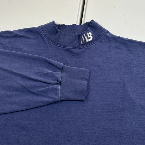 Vintage 90s New Balance Long Sleeve Mock Neck Shirt Navy Blue Men's Size XL - product listing photo