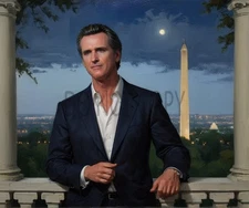 Gavin Newsom Patriotic Democrat American Oil Paint Style AI Generated 8X10 Print