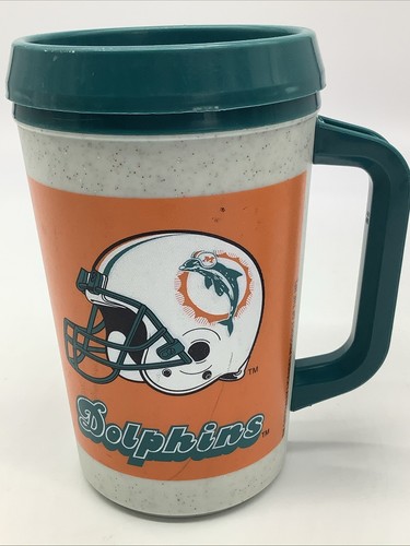 Vintage NFL Miami Dolphins 7 Eleven Aladdin Kunststoff Reisebecher Tasse Thermoskanne