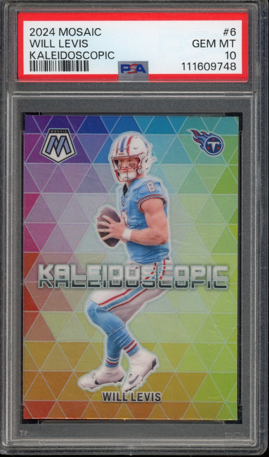 2024 Panini Mosaic WILL LEVIS #6 RC Rookie Kaleidoscopic SSP Case Hit PSA 10