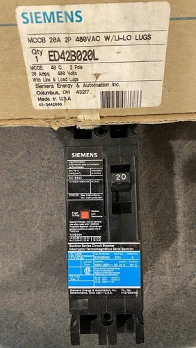 Siemans ED42B020L 20 amp 2 pole 480v/ac molded case circuit breaker 