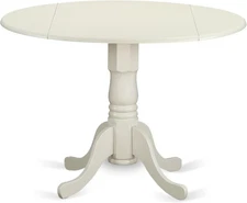 East West Furniture DLT-WHI-T Dining Room Table a Round Top 2 Drops Leaf WHITE