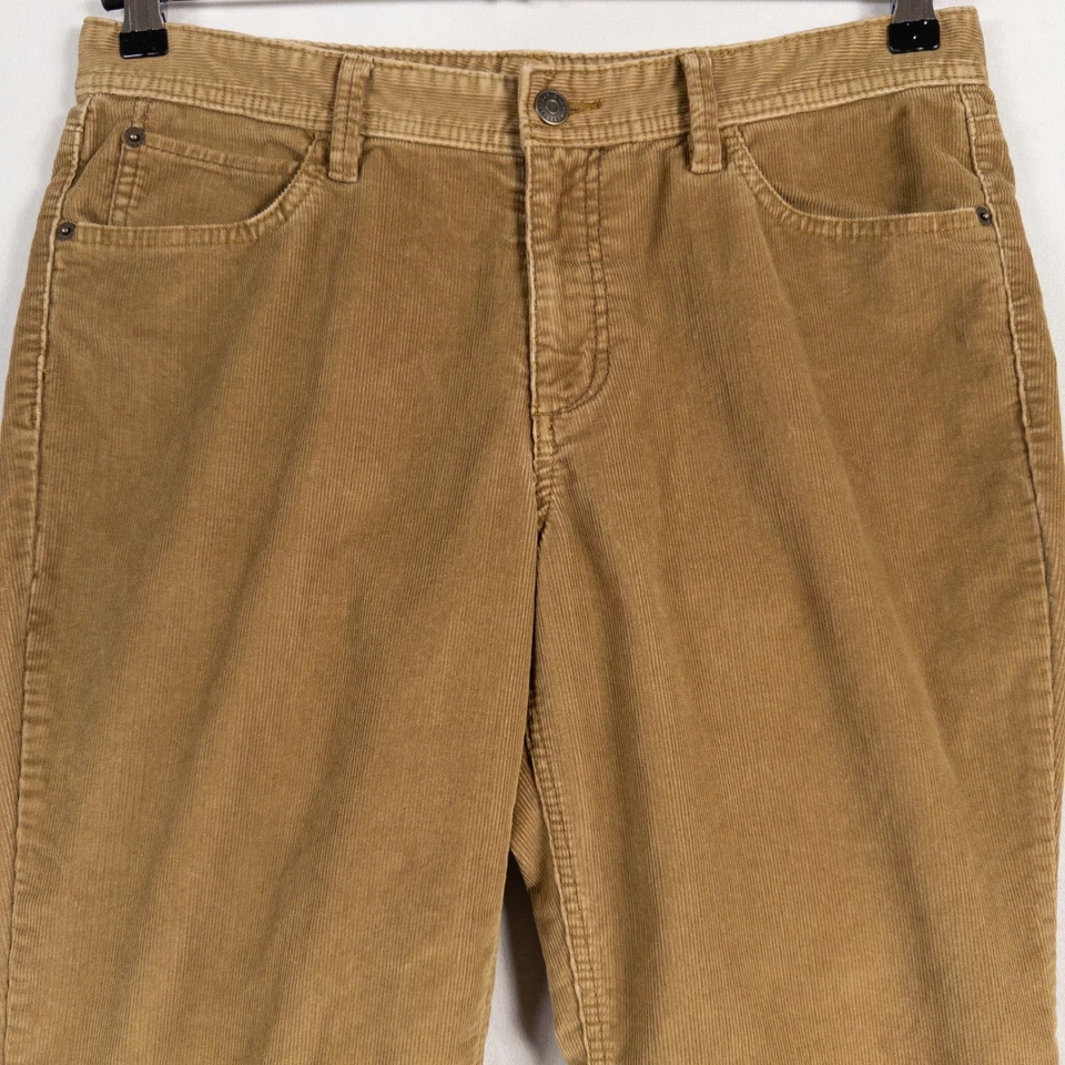 Eddie Bauer Pants Womens Sz 10 Tan Camel Corduroy Flare Leg Mid Rise Hemmed 30" - Image 2 of 4
