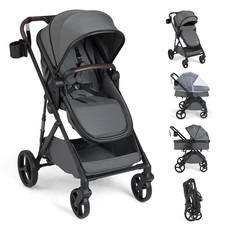 2 in 1 Baby Stroller w/ Bassinet Mode w/Reversible Seat, Adjustable Canopy