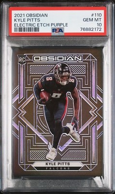 Kyle Pitts Rookie 2021 Obsidian Electric Etch Purple #/100 PSA 10 Jersey #