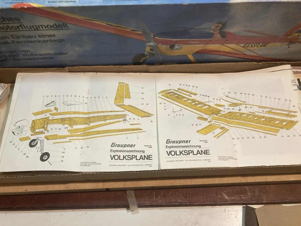 Graupner 4650 Volksplane Baukasten Schnellbaukasten Modellflugzeug SEHR SELTEN! - Bild 3 von 4