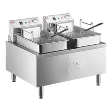 30 lb. Dual Tank Heavy-Duty Electric Countertop Fryer - 208/240V, 8400/11,000W