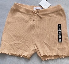 Zara girls Kids pink blush Scalloped Ribbed Knit Shorts 11-12 NWT 152cm soft