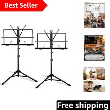 Lightweight Music Stand Set - Dual Use Folding Stand with Carrying Bag, 2 Pack