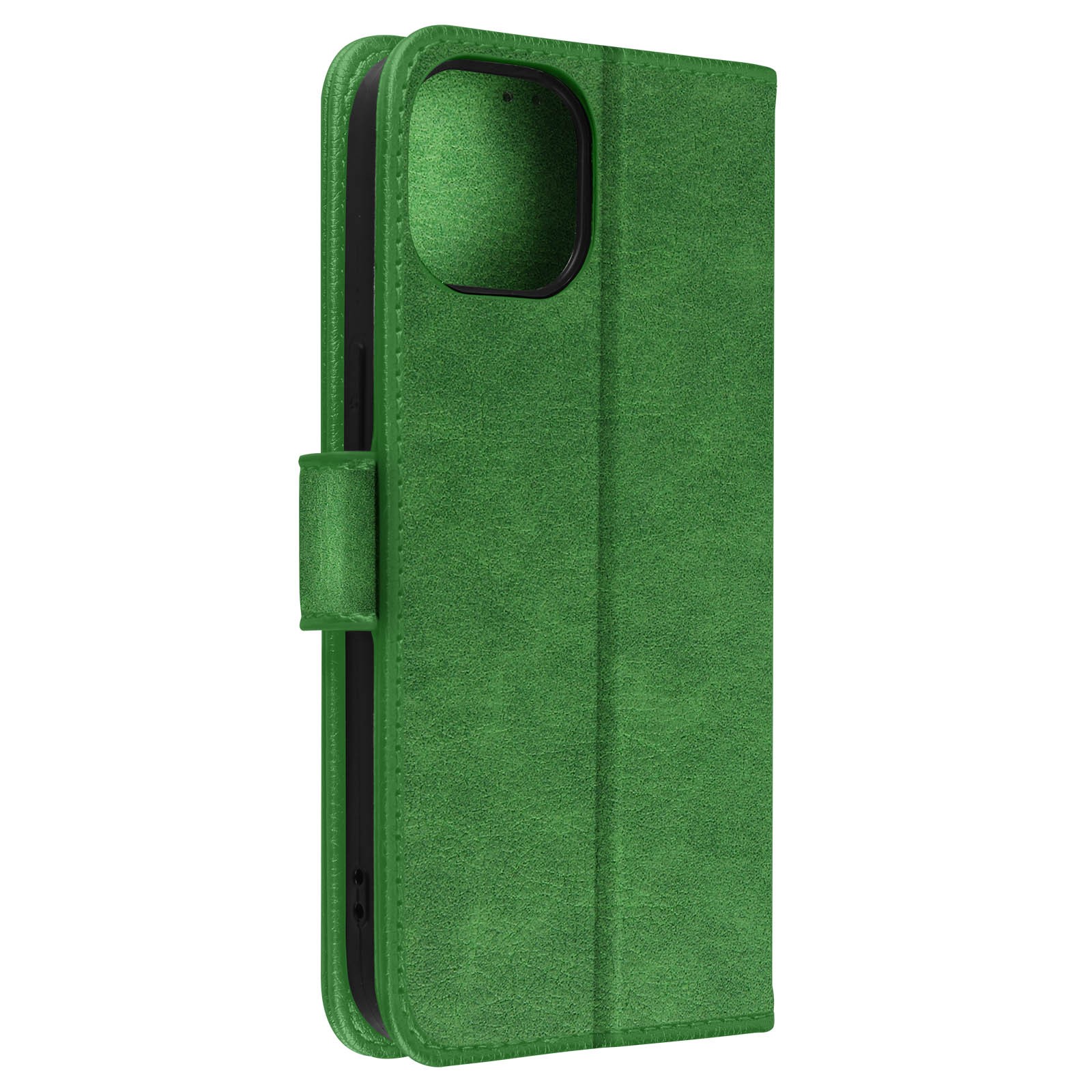 Étui iPhone 15 Plus Avizar à clapet vert avec portefeuille intégré