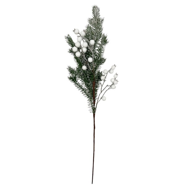 KüNstlicher Tannenzweig Mit Beeren GrüN/Weiß Verschneit Ca. 75 Cm Weihnachten-image