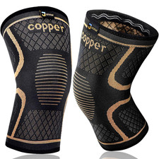 Copper Knee Brace 2 Pack, Large - Compression Support for Pain Relief