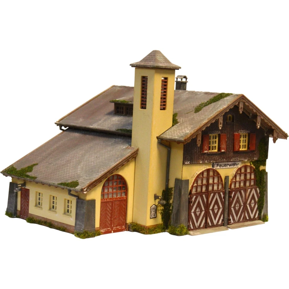 Diorama H0/1:87 Kibri Gebäude Kleinstadt seltene Feuerwache Feuerwehr #patiniert - Bild 2 von 4