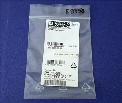 10 x PHOENIX CONTACT Markierungsstreifen/ ZBF 3,5,LGS - Zahlen 41 ... 50 - NEU