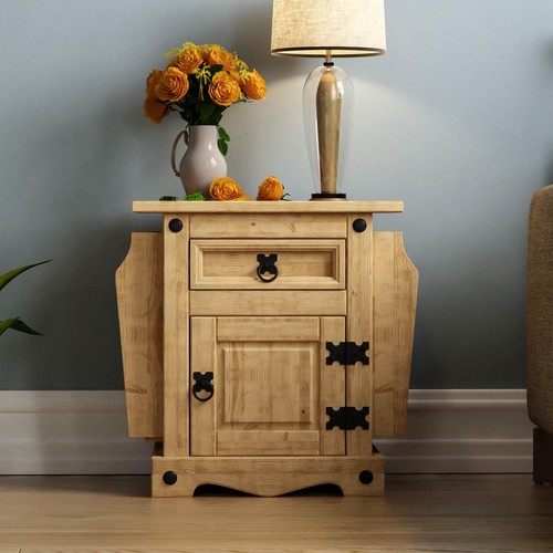 Corona Magazine Table 1 Drawer Side End Distressed Waxed Pine By Home Discount - Picture 3 of 7