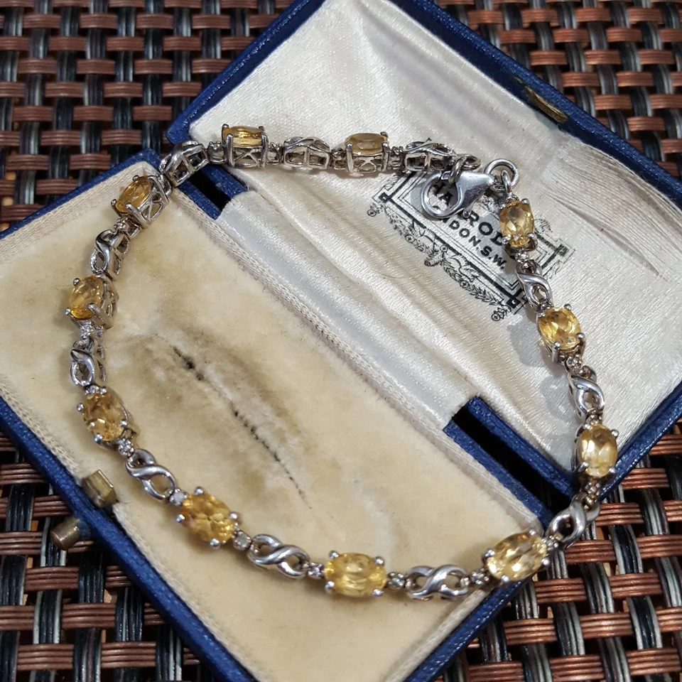 925 Sterling Silver Tennis Bracelet, Natural Citrine Gemstones, 5.39ct, 7.8" - Image 2 of 4