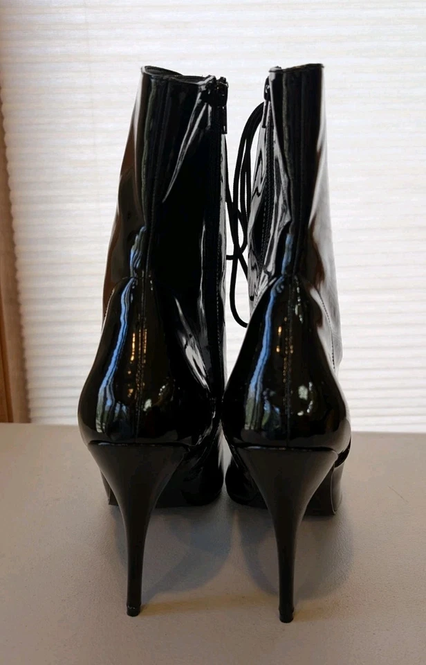 Black Patent Pointy Toe Boots High Heels Mens Drag Queen Crossdresser Womans 15 - Image 3 of 4