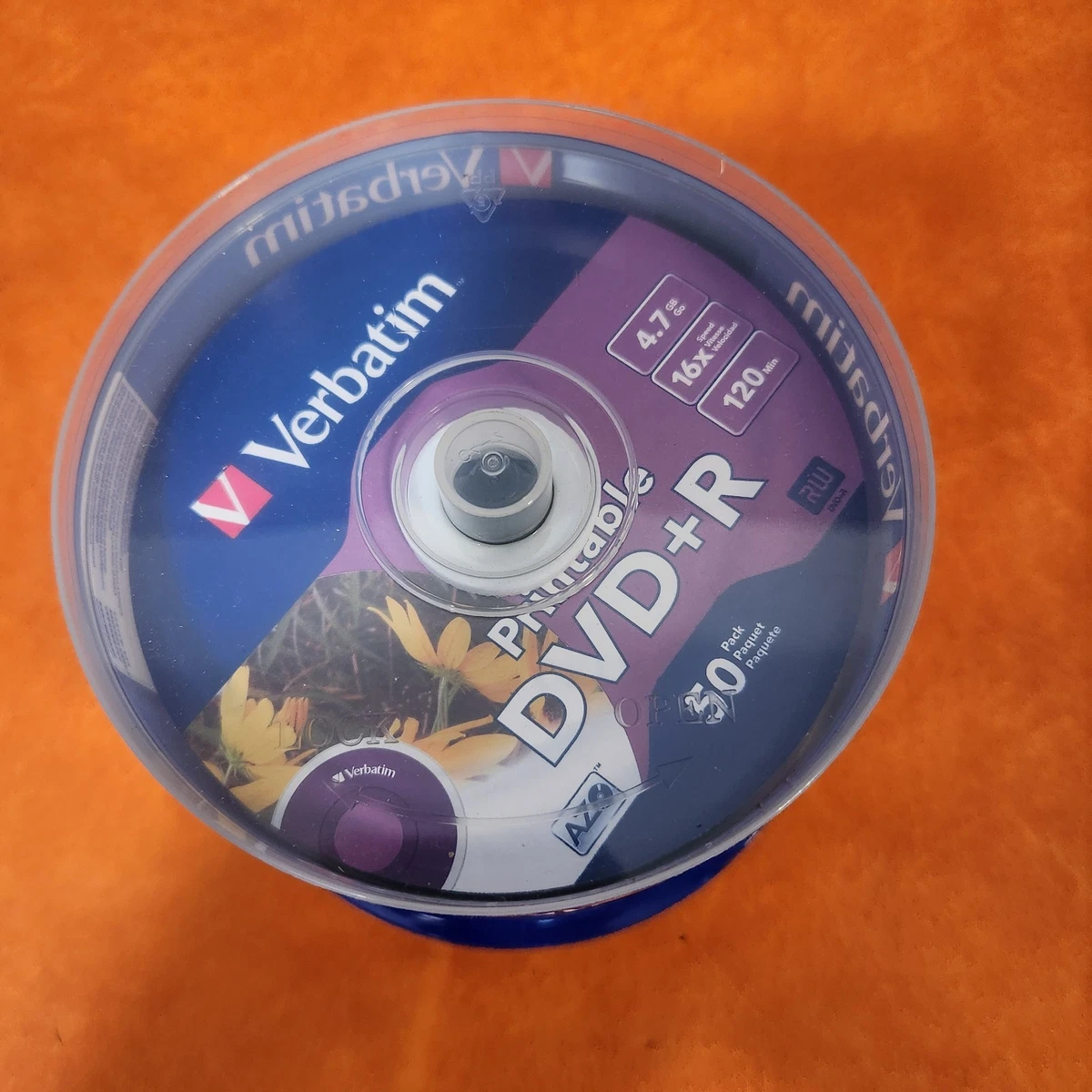 VERBATIM 50 SPINDLE./ DVD-R WHITE INJET PRINTABLE/ 4.7gb 16x speed, 120 mns
