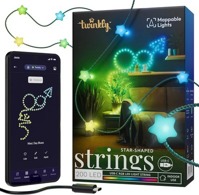 Twinkly Candies 200L 8MM Star shape RGB green USB C - Ecomm