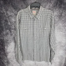 Levis Western Shirt Mens 2XL Gray Gingham Check Pearl Snap Cowboy Rodeo Vaquero
