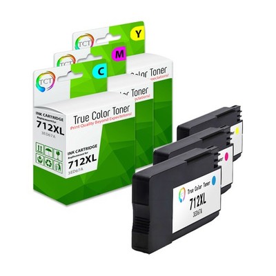 3Pk TCT Premium 712XL C M Y HY Compatible for HP DesignJet T650 T630 Ink