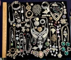 Huge Lot Vtg to Now Rhinestone Costume Jewelry Missing Stones Broken Single Ear.