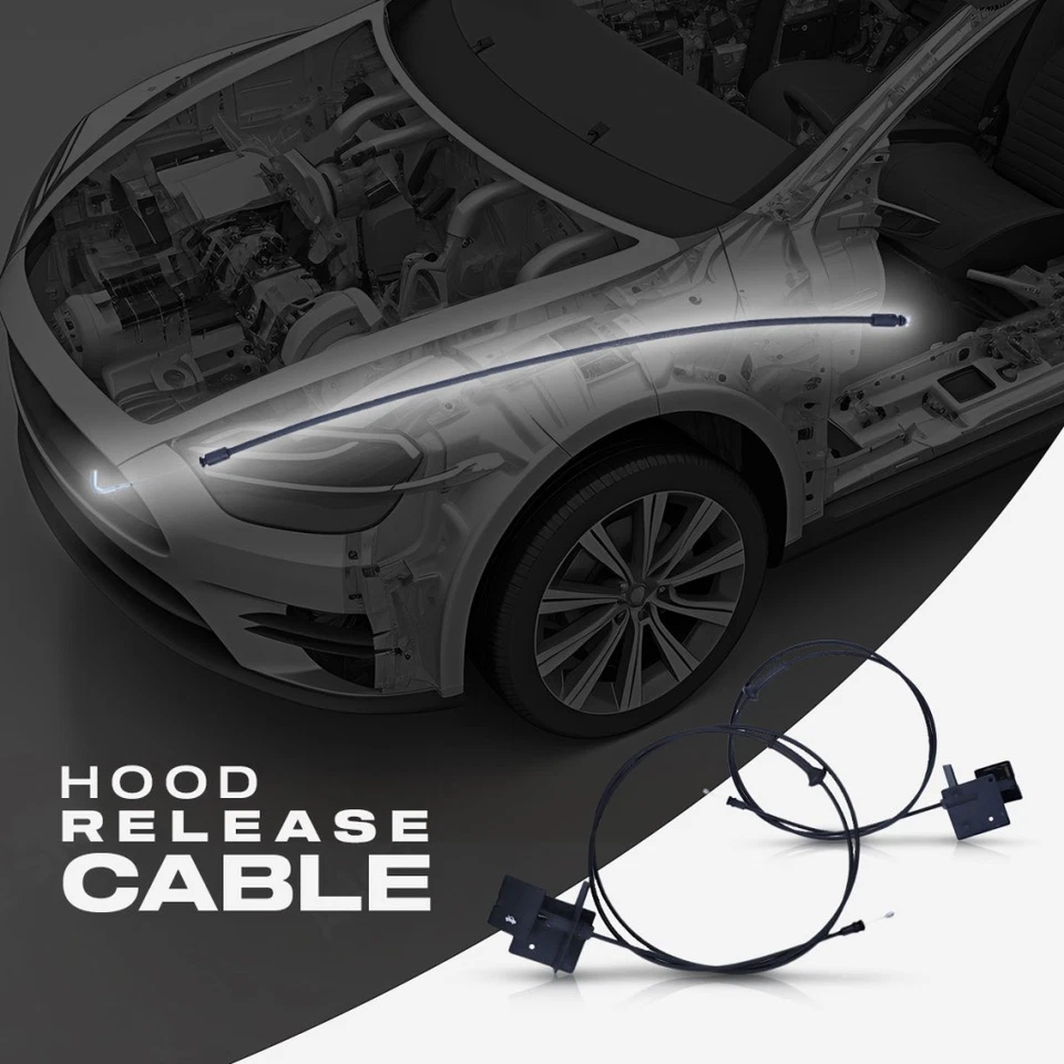 For Chevy Cavalier 1995-2005 Hood Release Cable | Black | Plastic/Metal w/Handle Foto 2 de 4