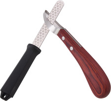 Hoof Knife with Sharpener, 2 PCS Professional Farrier Kit, Curved Stainless Stee