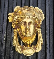 Vintage Victorian Brass Door Knocker Dionysus Bacchus Mfd. by Peerage England