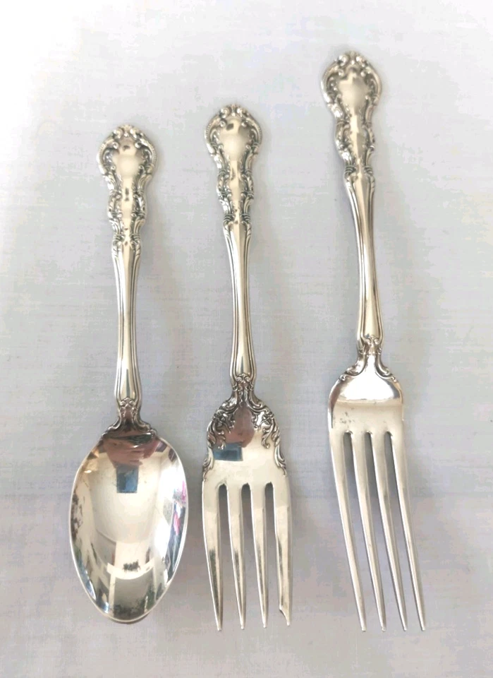 LOT 4 Wallace OLD ATLANTA Sterling Silver Dinner Fork Knife Piece Setting Marked - Image 2 of 4