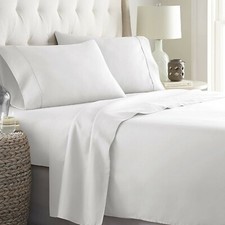Precious 4 PCs Sheet Set 18" Deep 1000 TC 100 Cotton White Solid Queen Size