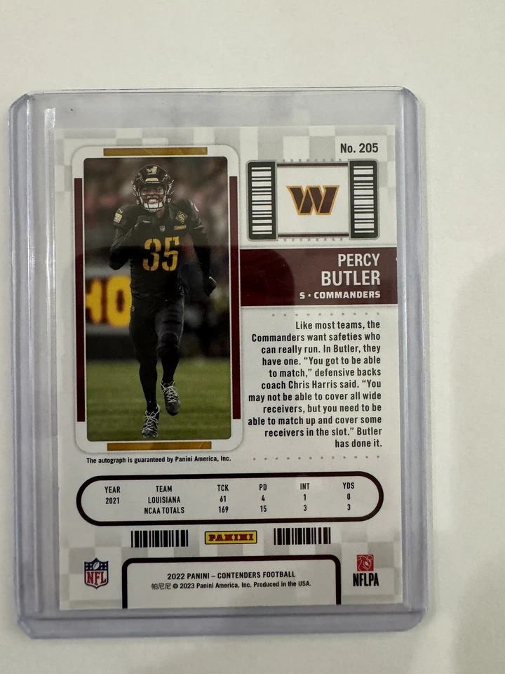 2022 Percy Butler RC Contenders Auto #205 - Image 2 of 2